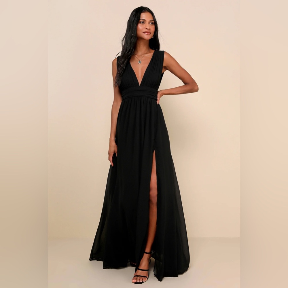 Lulus Heavenly Hues Black Maxi Dress - M